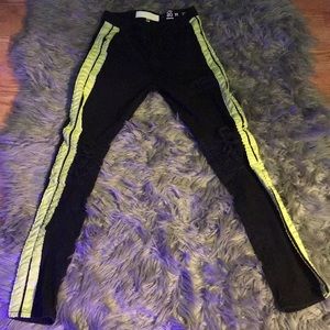 Black and lime green slim fit jeans